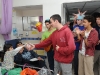 Distributing goodies to children in the hospital
